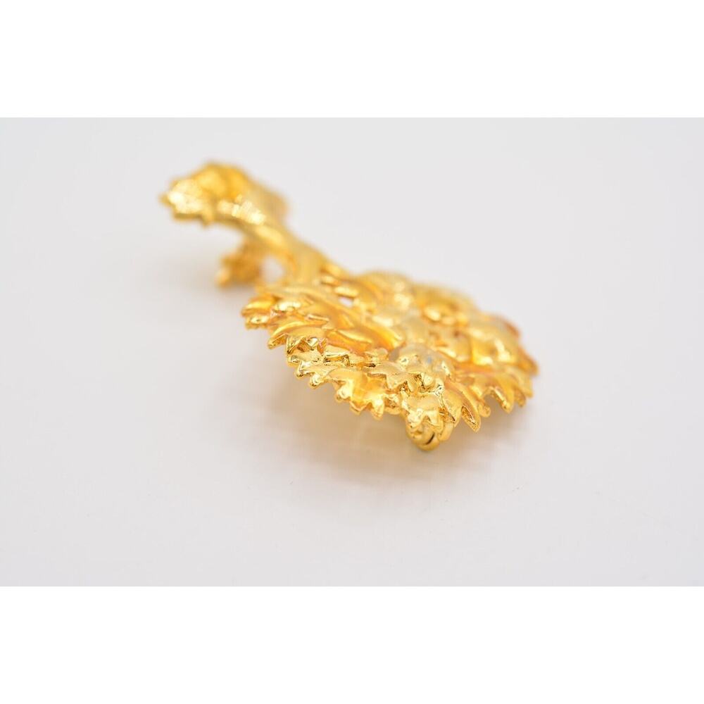 Danecraft Vintage Autumn Tree Pin Brooch Brushed Gold Fall Leaves Signed BinA10 - Picture 6 of 12